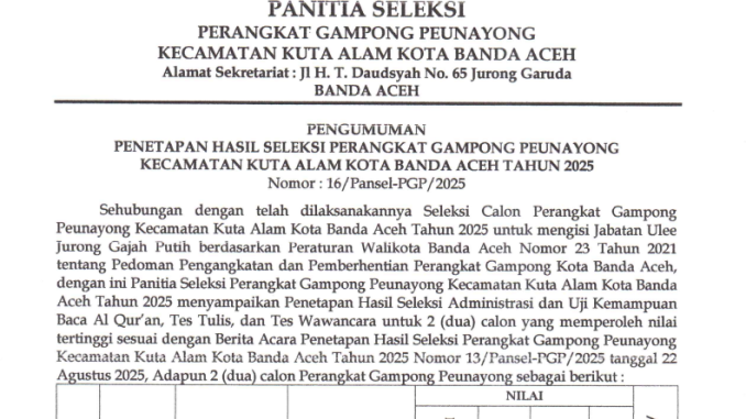 Seleksi Perangkat Gampong